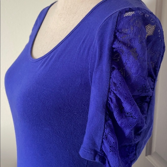 Forever 21 Blue Lace Sleeve Top! - Picture 2 of 5